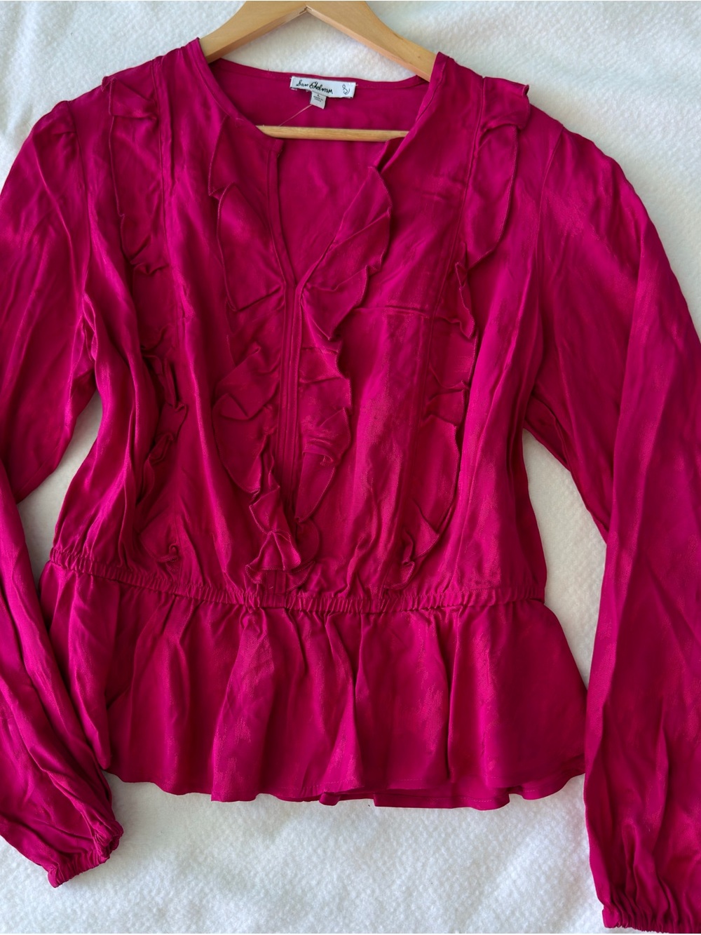 Sam Edelman Fuchsia Ruffle Peplum Blouse